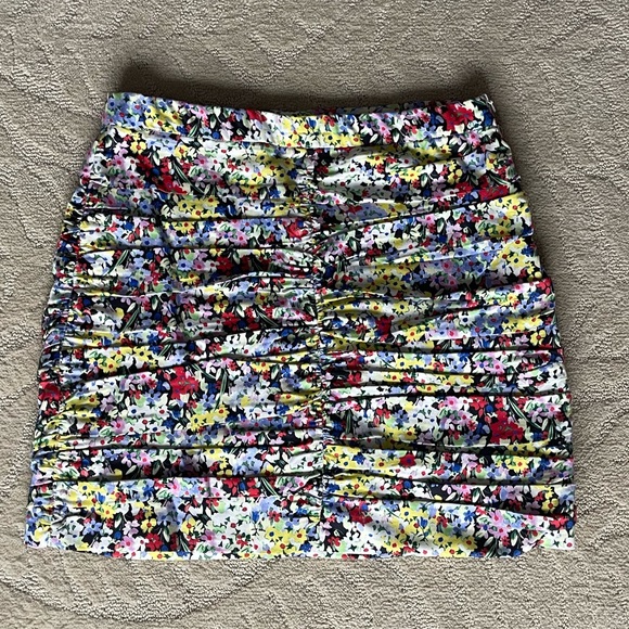 Floral Multicolor Ruched Mini Skirt - Picture 2 of 5